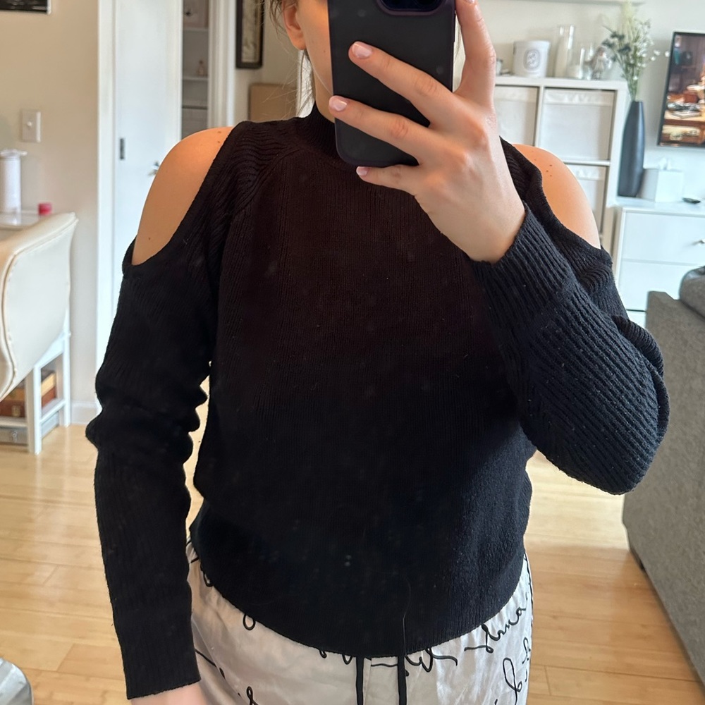 H&M Divided Black Cold Shoulder Sweater